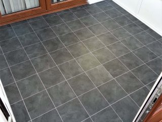 Vusta LVT (colour Black Slate) and silver 3mm strips Vusta LVT flooring