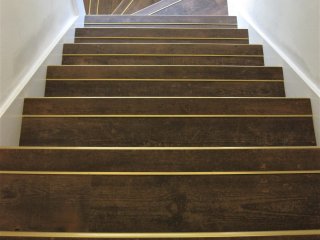 Nosings and Karndean Van Gogh (colour Aged Kauri VGW51T) LVT Stair case