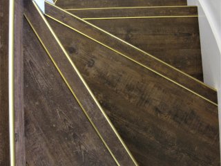Nosings and Karndean Van Gogh (colour Aged Kauri VGW51T) LVT Stair case