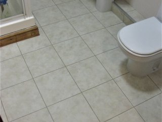 Amtico Spacia LVT (Limestone Cool) with Mirabelle Creme Strips Amtico LVT installation